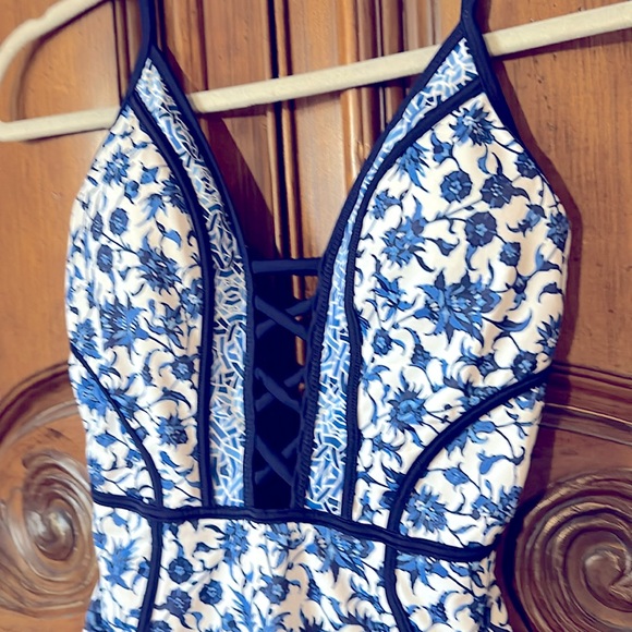 Floral Blue and White One Piece Blue Ruby Swimsuit - Picture 6 of 16